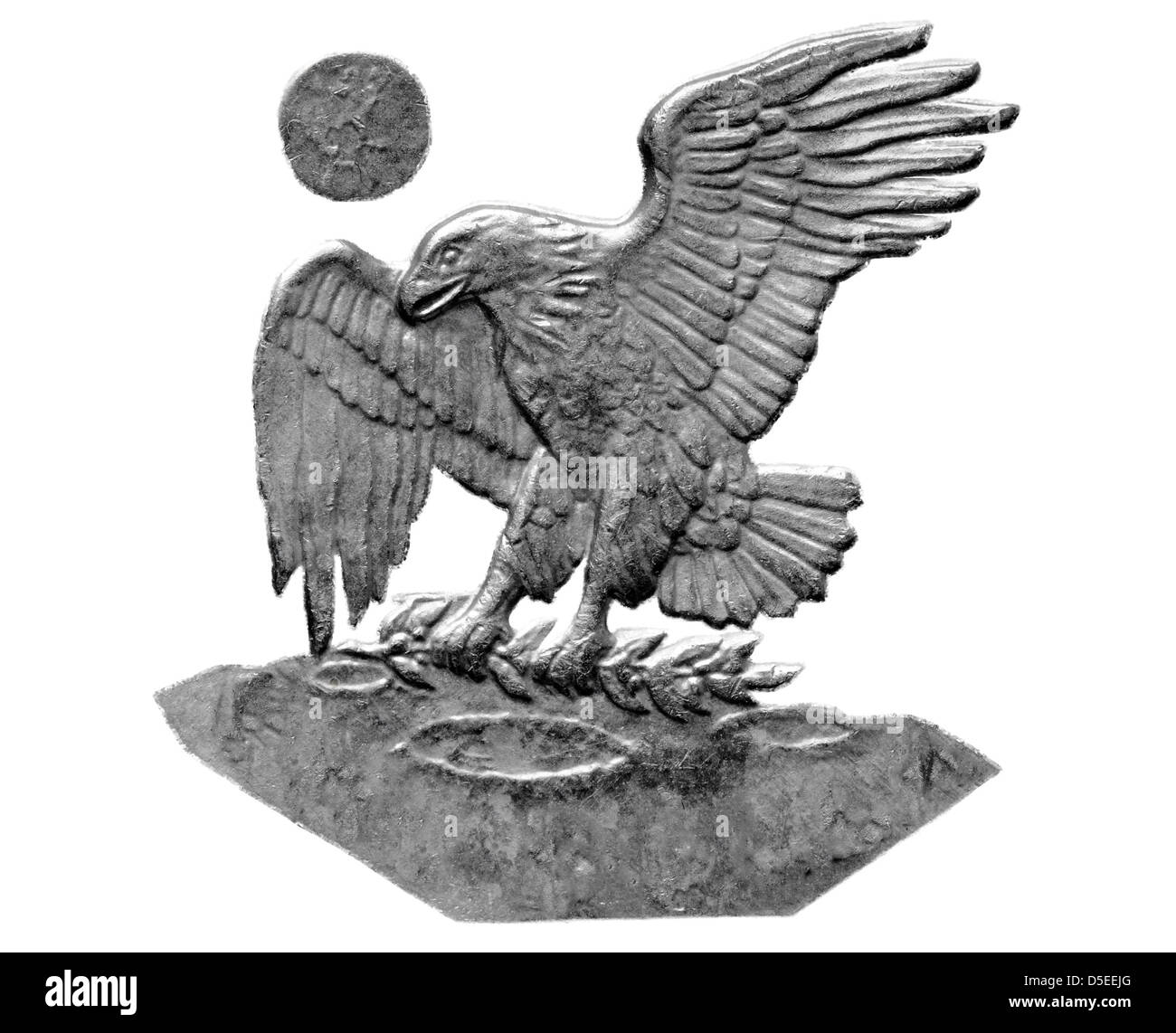 Mond Adler aus 1-Dollar-Münze, USA, 1980, auf weißem Hintergrund Stockfoto