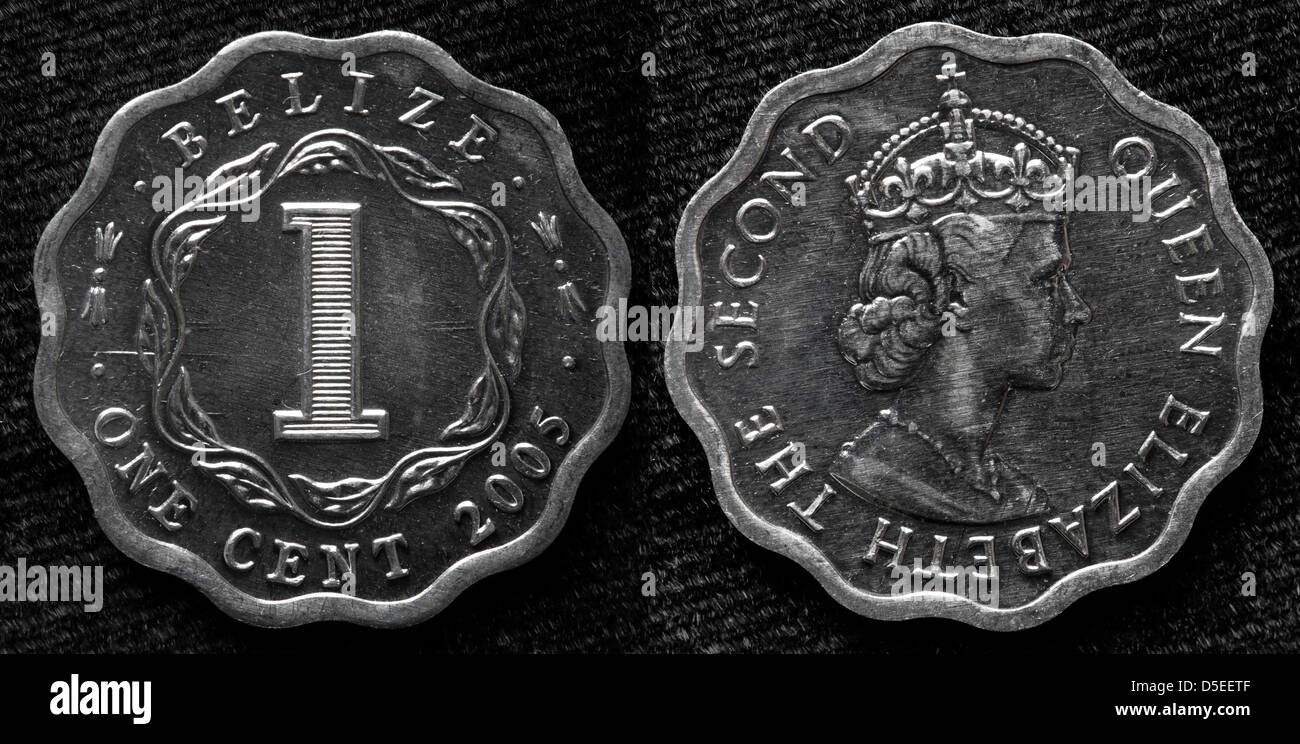 1-Cent-Münze, Belize, 2005 Stockfoto