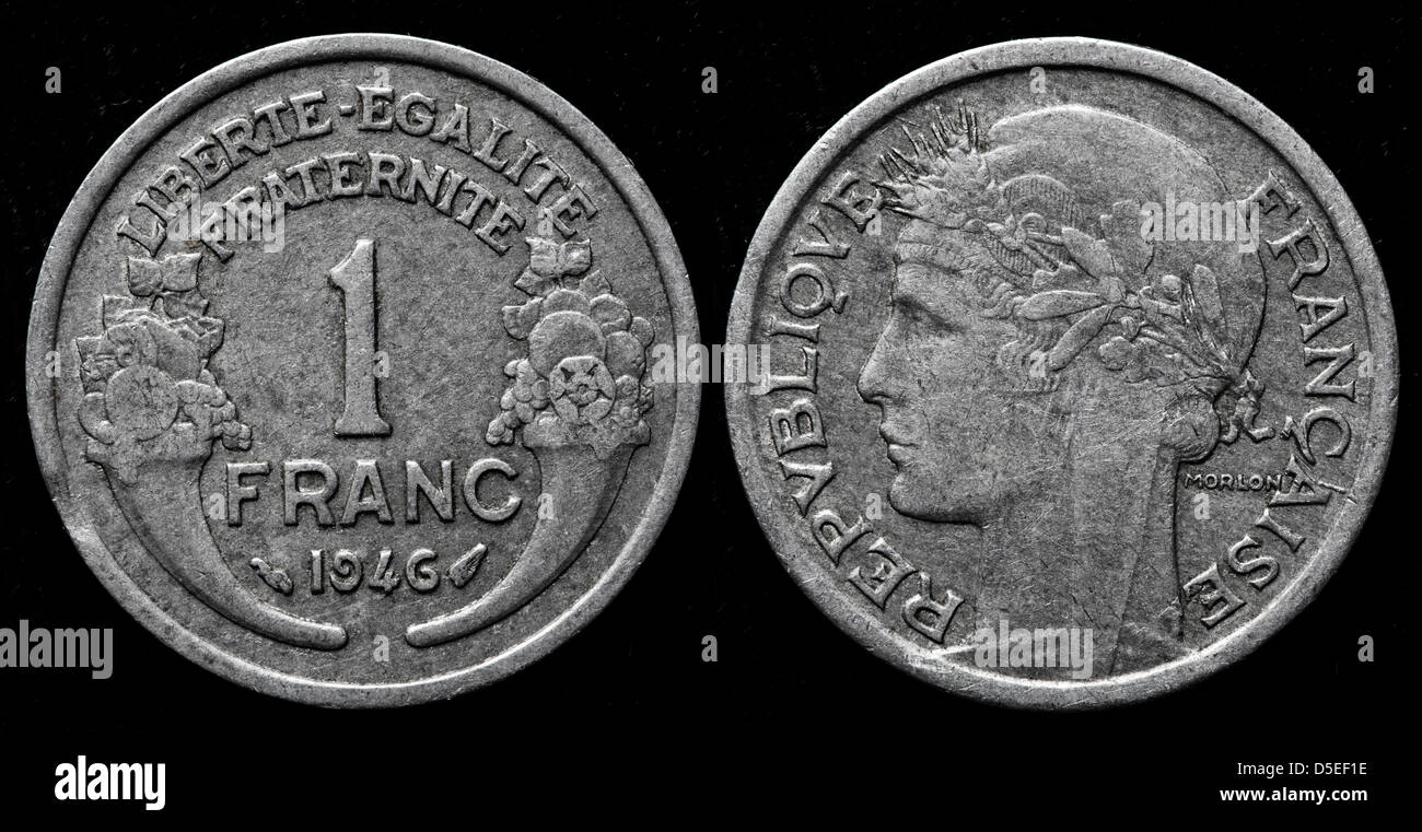 1-Franc-Münze, Frankreich, 1946 Stockfoto