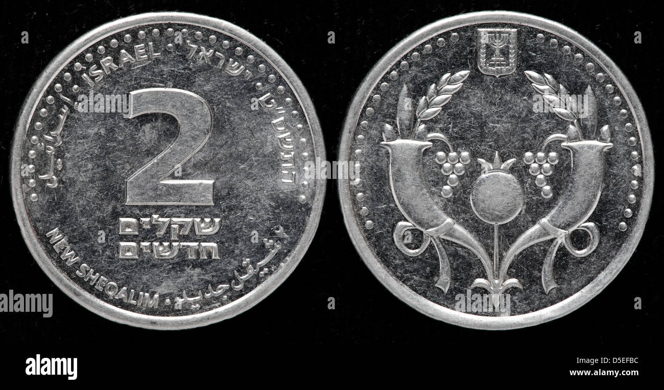 2 neue Sheqalim Münze, Israel, 2009 Stockfoto