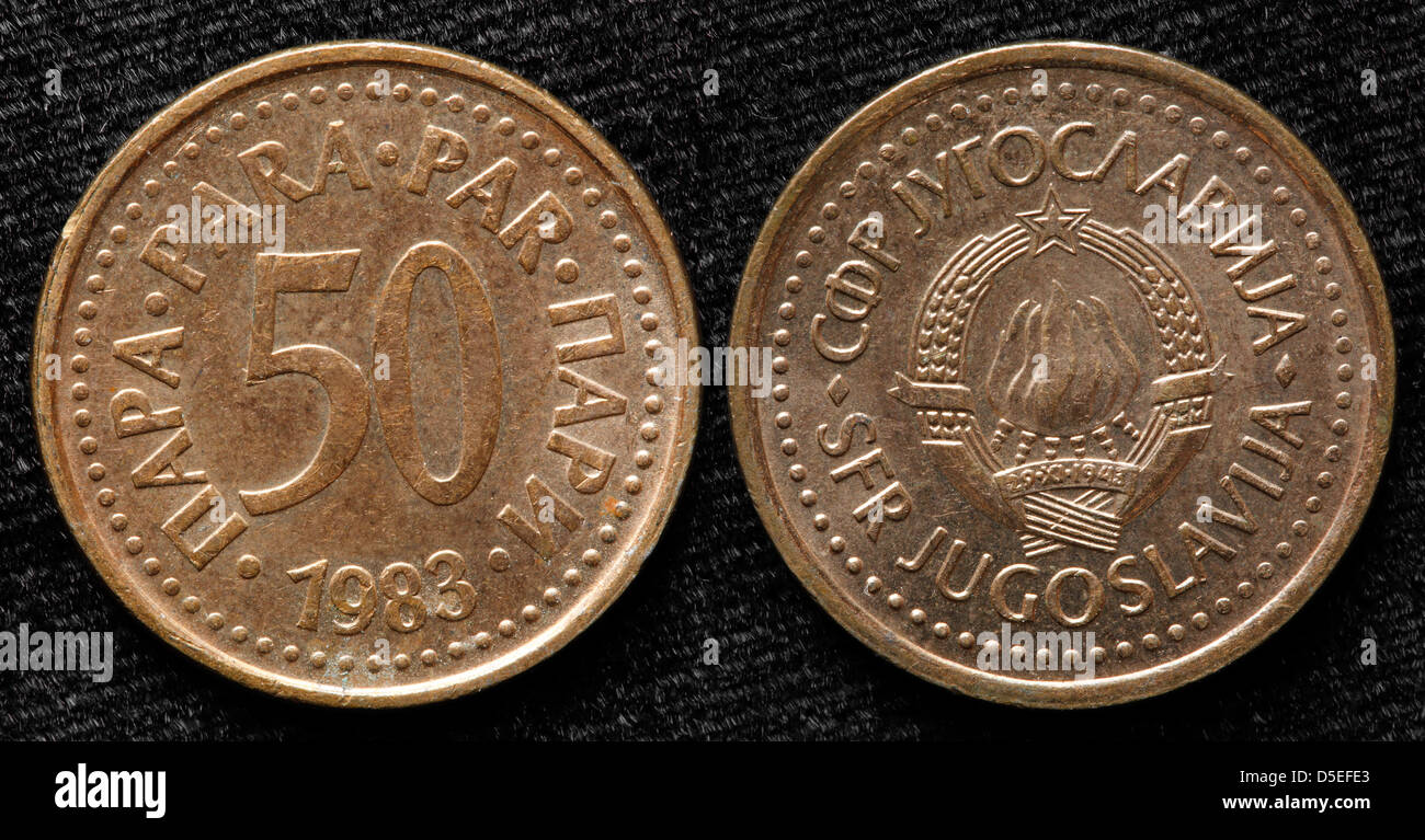 50 Abs. Münze, Jugoslawien, 1983 Stockfoto