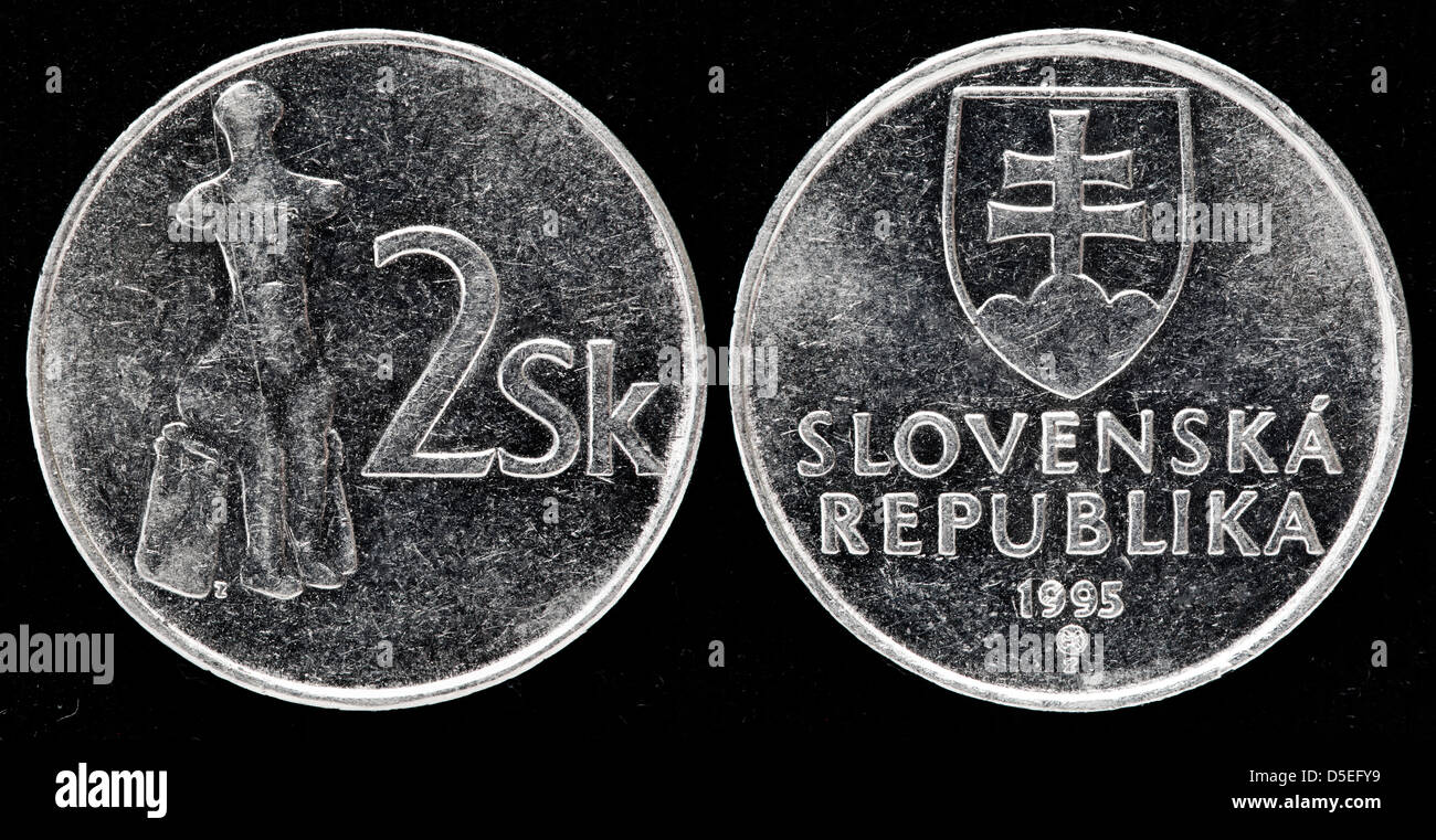 2-Kronen-Münze, Slowakei, 1995 Stockfoto