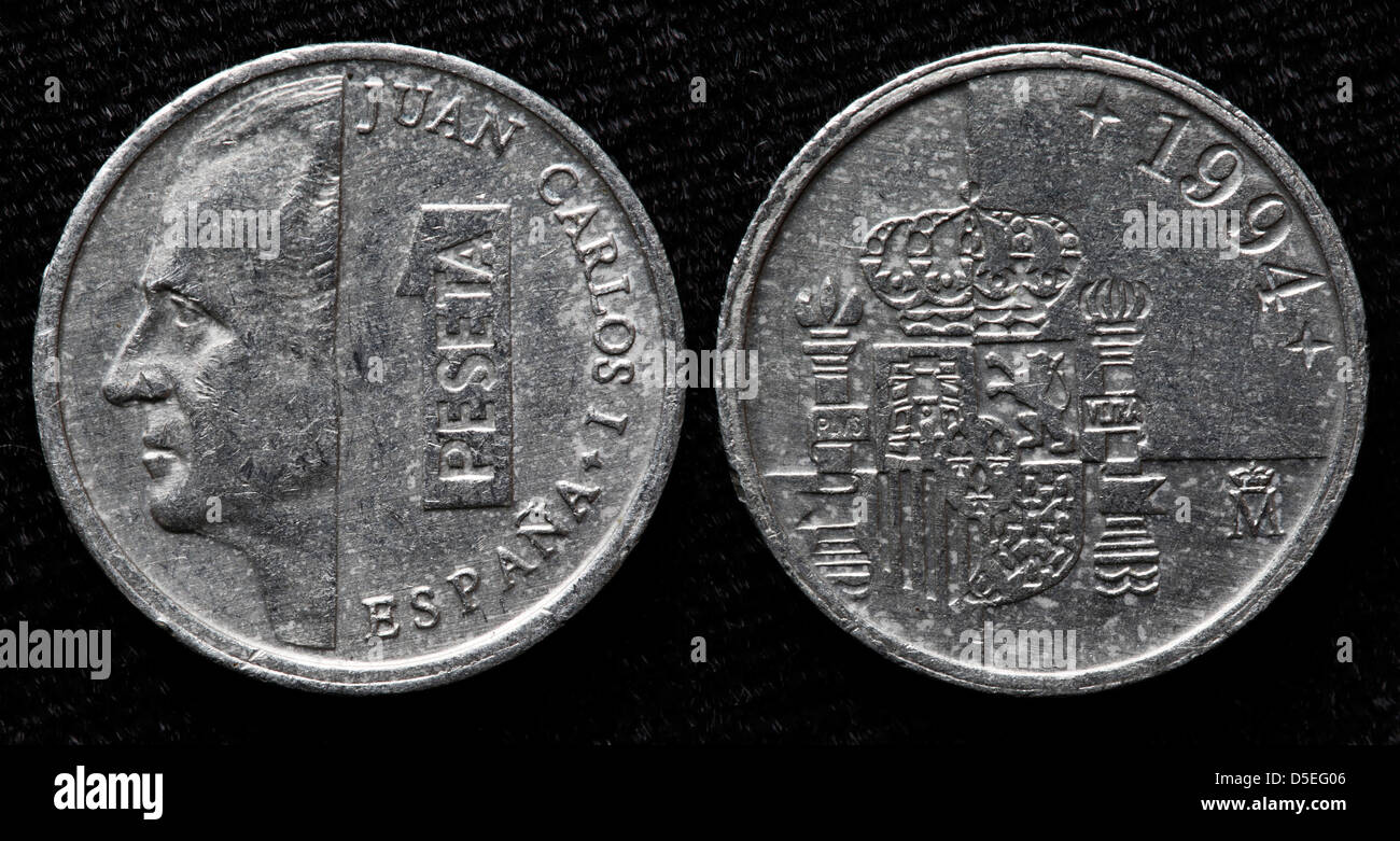 1 Peseta Münze, Spanien, 1994 Stockfoto