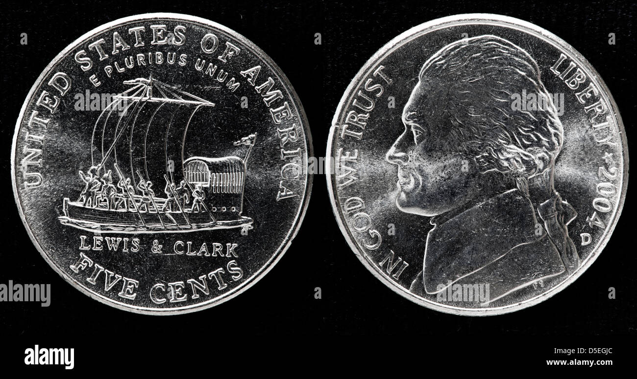 5 Cent Münze, Lewis & Clark Bicentennial, USA, 2004 Stockfoto