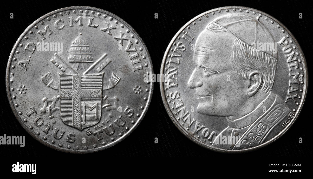 Papst Johannes Paul Ii Totus Tuus Motto Wappen Vatikan Medaille 1978 Stockfotografie Alamy