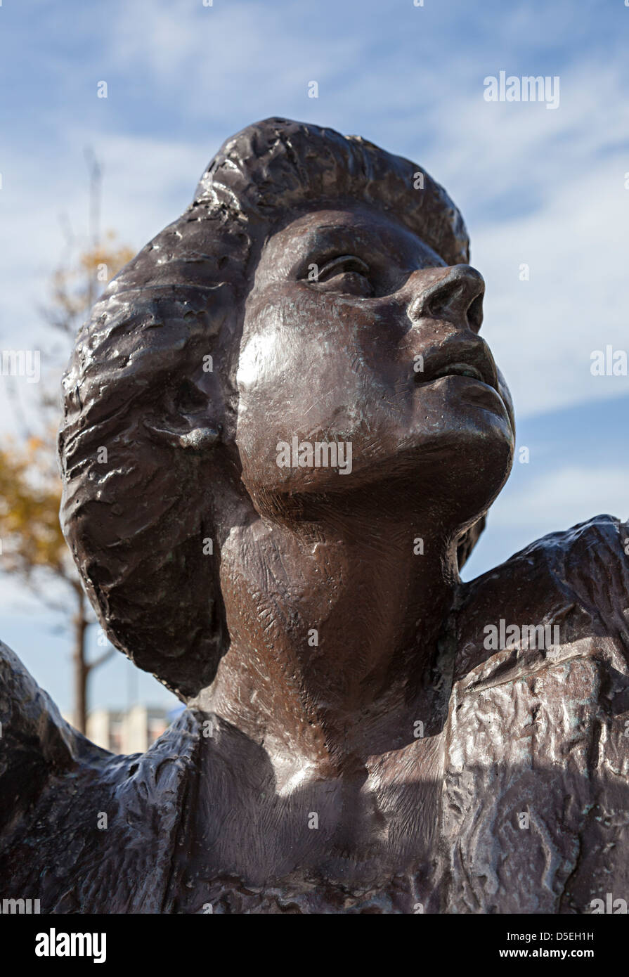 Gesicht auf Befreiung Statue zum Gedenken an Freiheit von der Besatzung, St. Helier, Jersey, Kanalinseln, Großbritannien Stockfoto