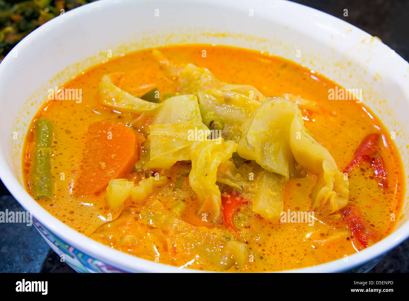 Nonya Sayur Lodeh Gemüse Suppe malaysische Gericht Closeup Stockfoto