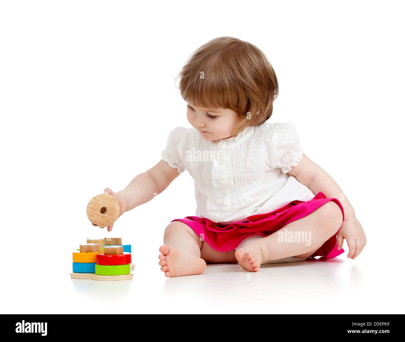 Kind Mädchen spielen mit Bildungs-Spielzeug Stockfoto