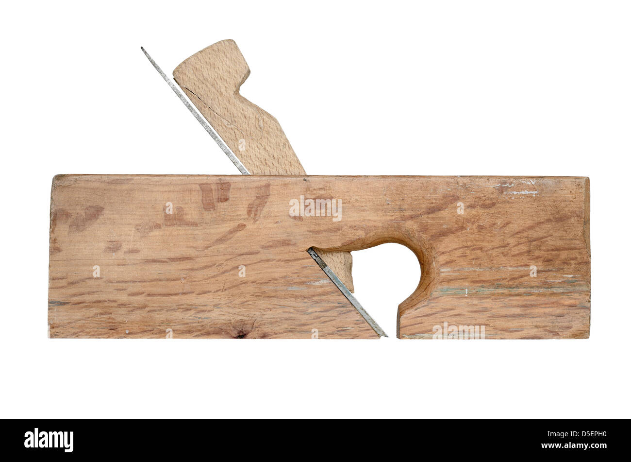 Holzbearbeitung-Ebene isoliert auf weiß Stockfoto