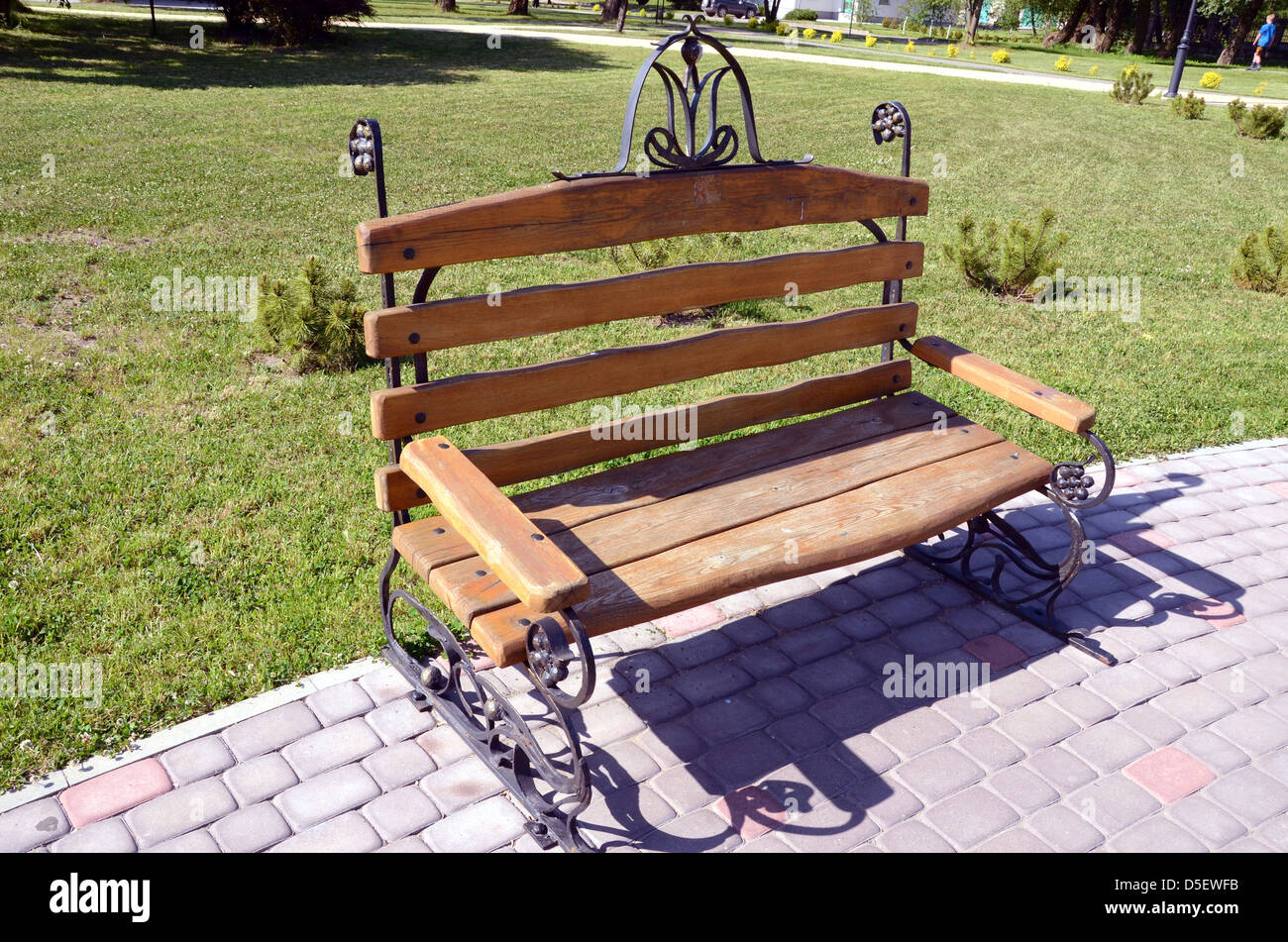 Wooden Bench Seat Original Design Stockfotos Wooden Bench