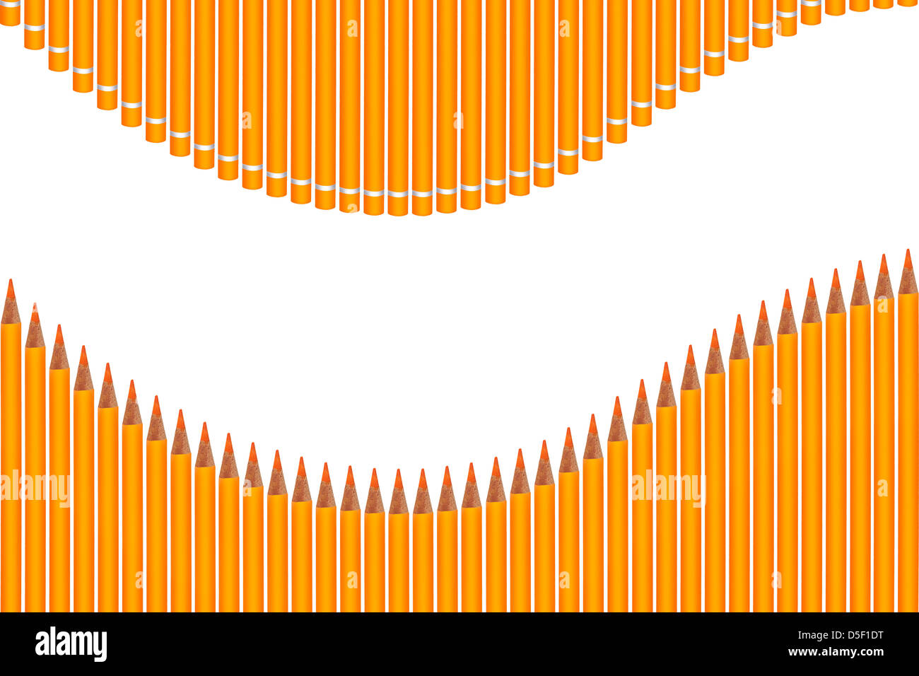 Farbige Stifte angeordnet als Welle mit Text freier Speicherplatz Stockfoto