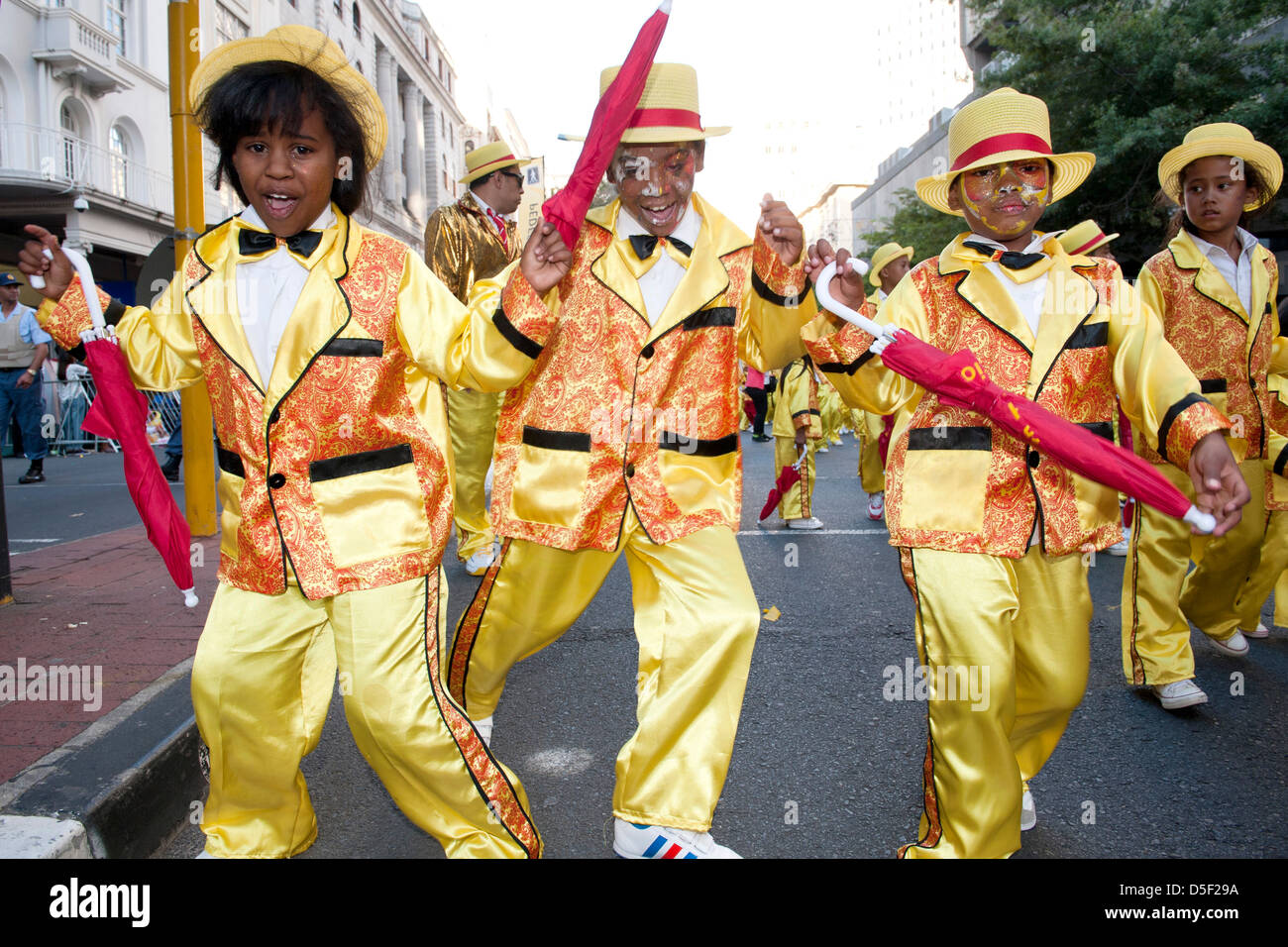 Die Cape Minstrels / Kaapse Klopse Parade statt jährlich am 2. Januar in Cape Town, Südafrika. Stockfoto