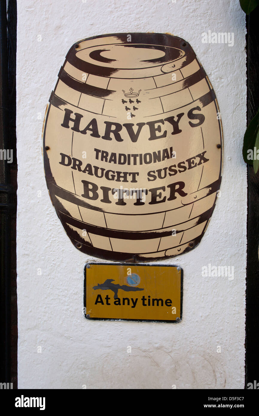 Harveys Bitter Bier Werbung Hastings Stockfoto
