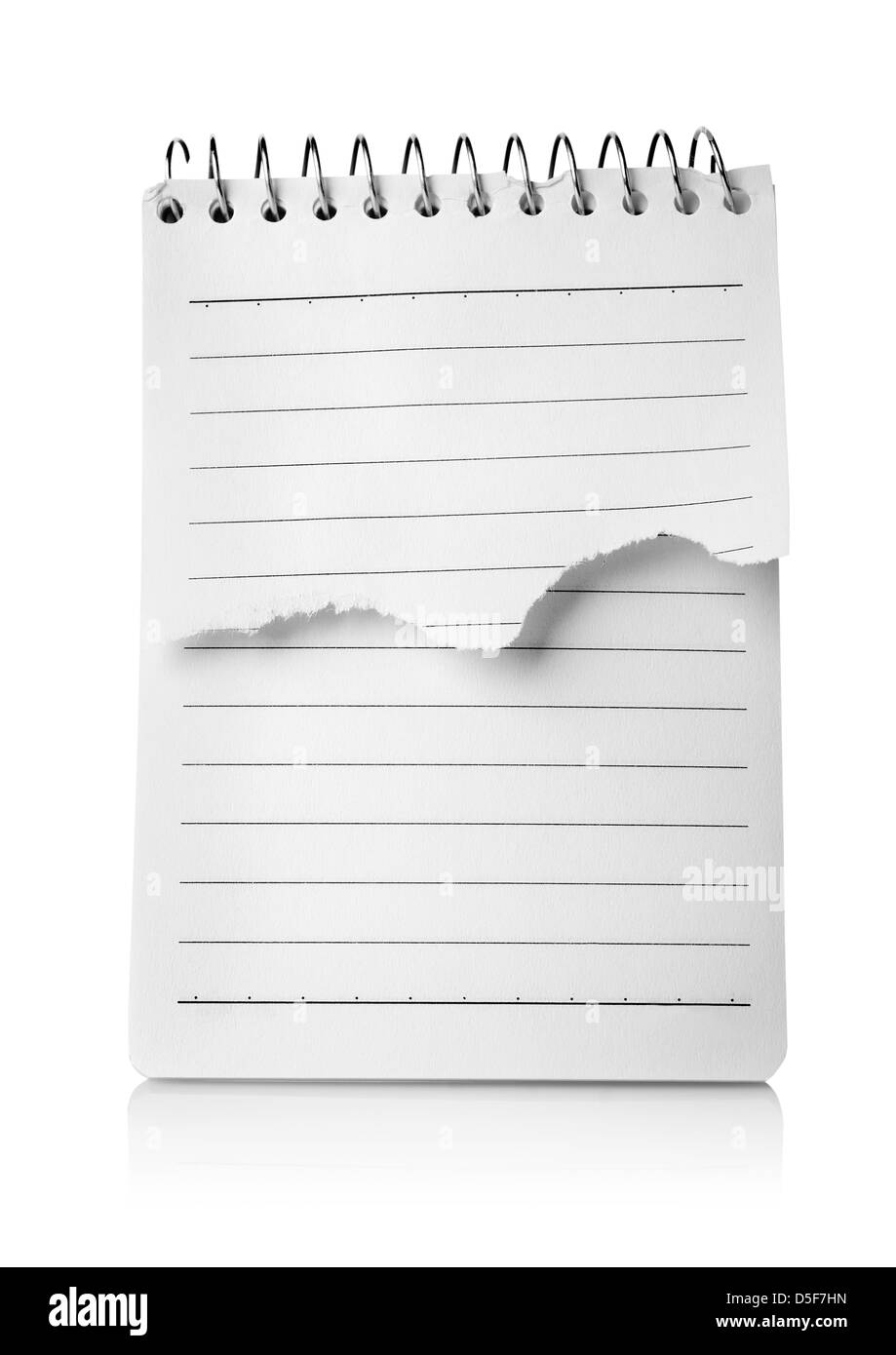 Weiße Notizblock isoliert auf weißem Hintergrund Stockfoto