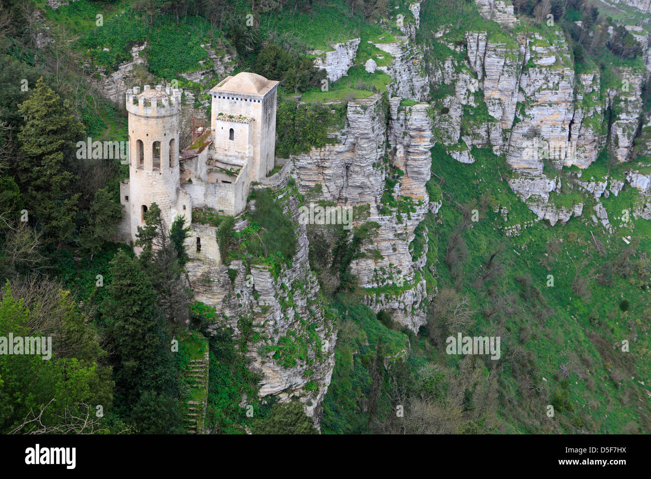 Blick auf Torretta Pepoli, Erice, Trapani, Sizilien, Italien Stockfoto