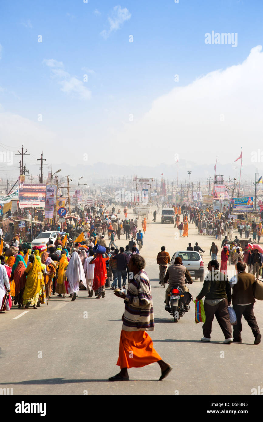 Pilger in die Kumbha Mela, Allahabad, Uttar Pradesh, Indien Stockfoto