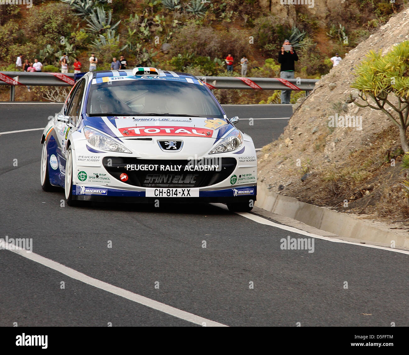 Craig Breen und Paul Nagle im Wettbewerb auf der ERC "Rally Islas Canarias" Stockfoto