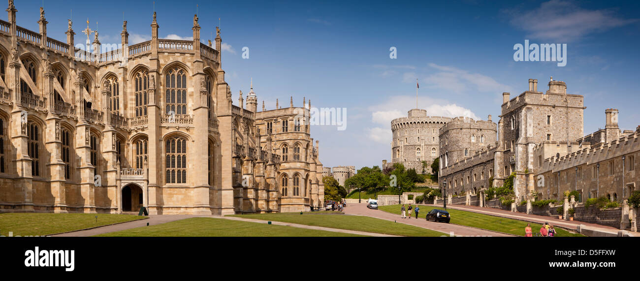England, Berkshire, Windsor, Panorama Blick auf das Schloss von St. George Chapel Stockfoto