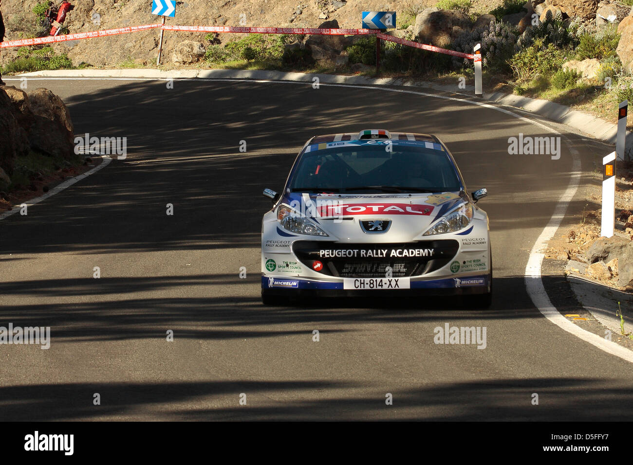 Craig Breen und Paul Nagle im Wettbewerb auf der ERC "Rally Islas Canarias" Stockfoto