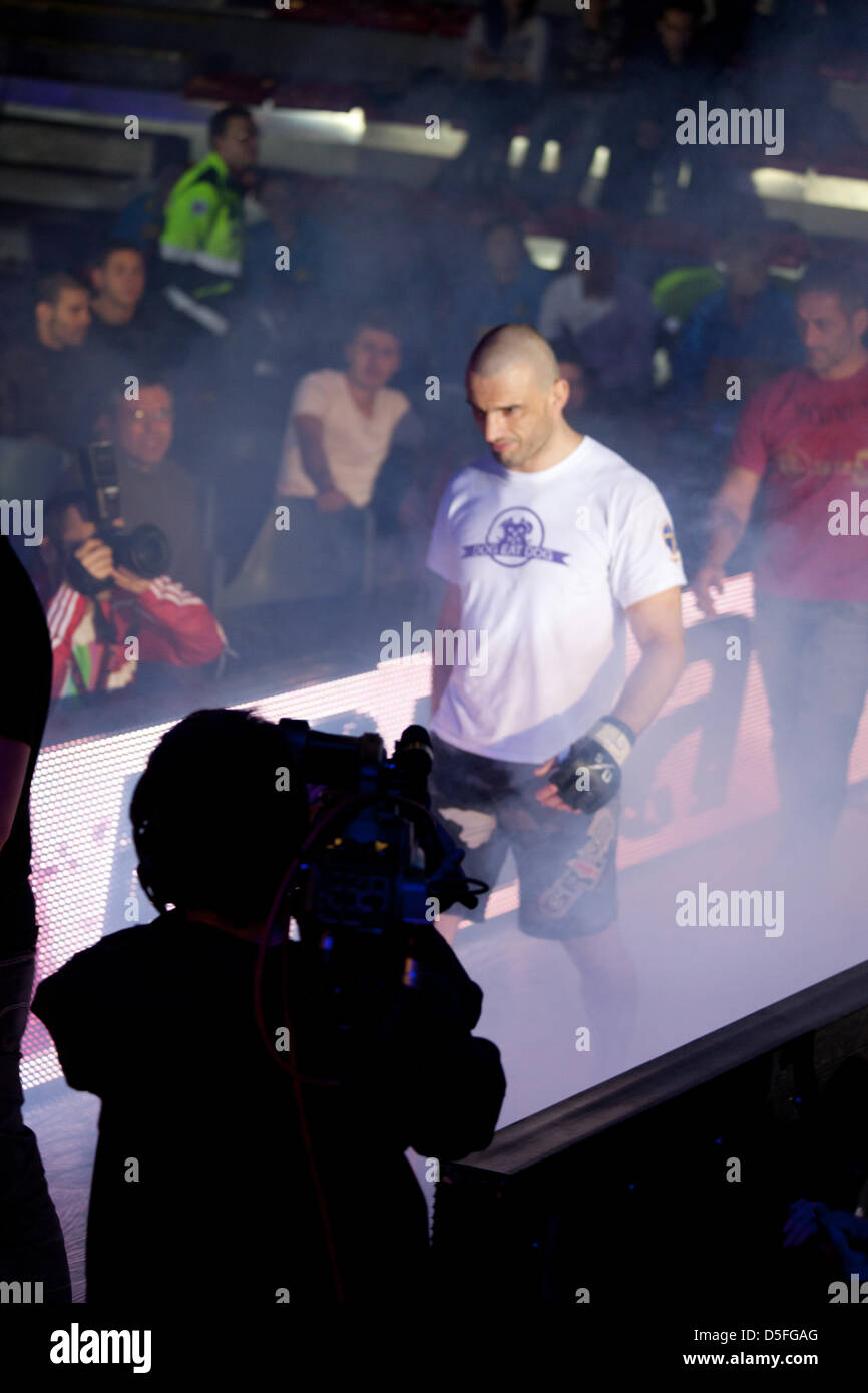 IMPERA MMA Fighting Championship 2013 Rom, das Spiel von Marco Santi gegen Fabricio Nascimento Stockfoto