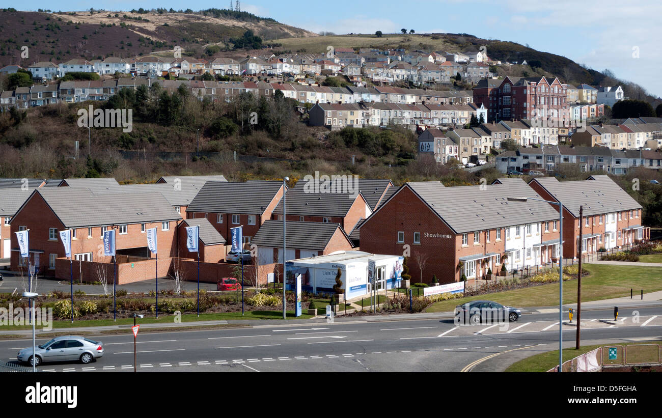 Bellway Häuser Showhome Website freigegebenen Eigenkapital Neubaugebiet unter Qualitätsorientierung Hill in Swansea in Wales Großbritannien Stockfoto