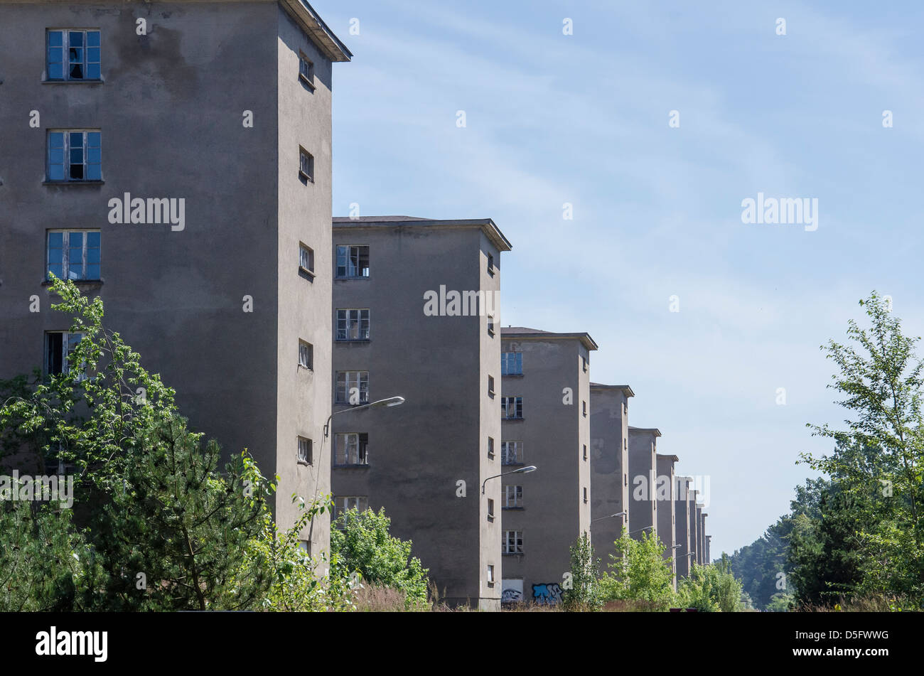 Prora Häuser vom zweiten Weltkrieg auf der Insel Rügen. Stockfoto