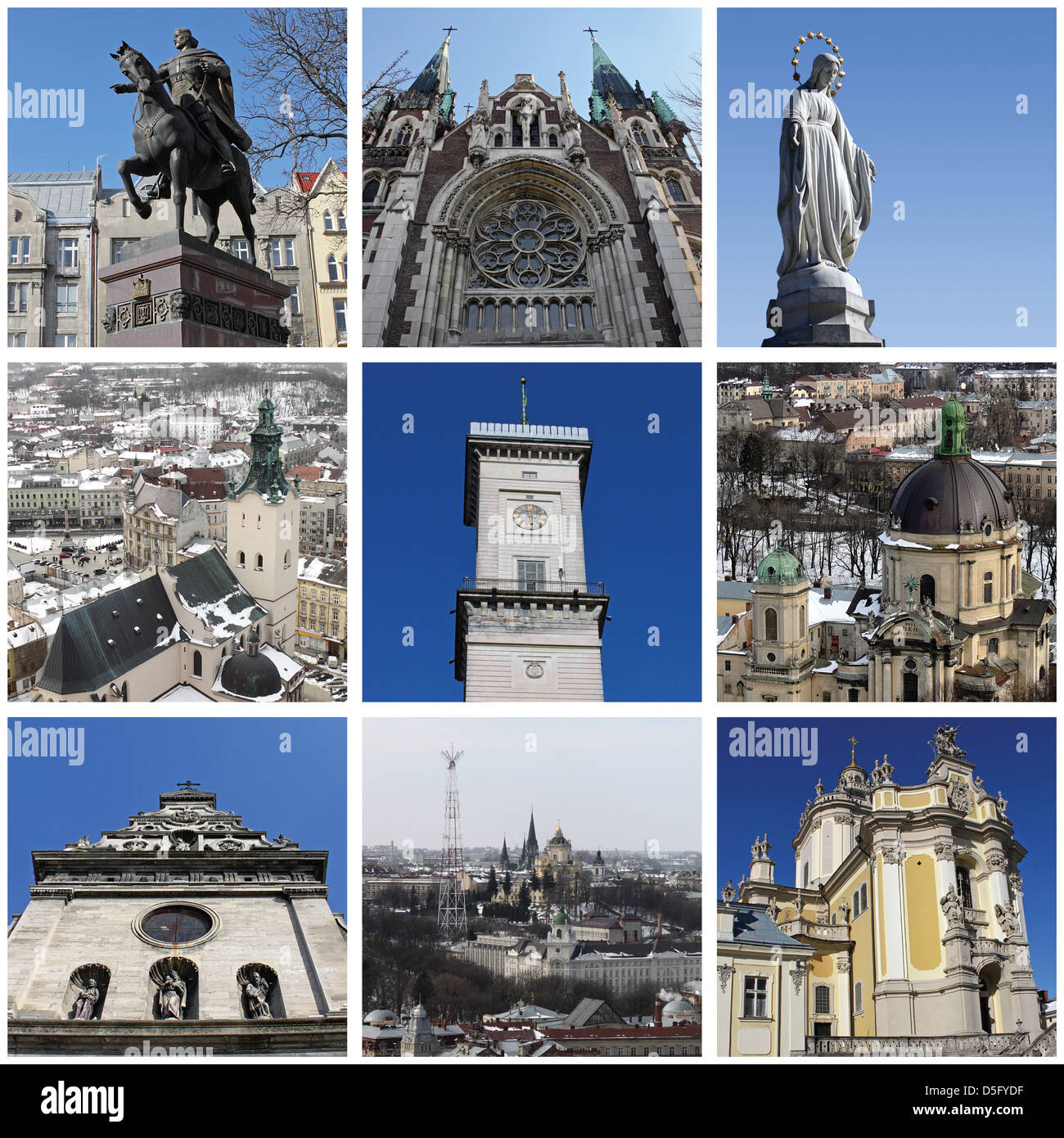 Sehenswürdigkeiten von Lemberg im winter Stockfoto