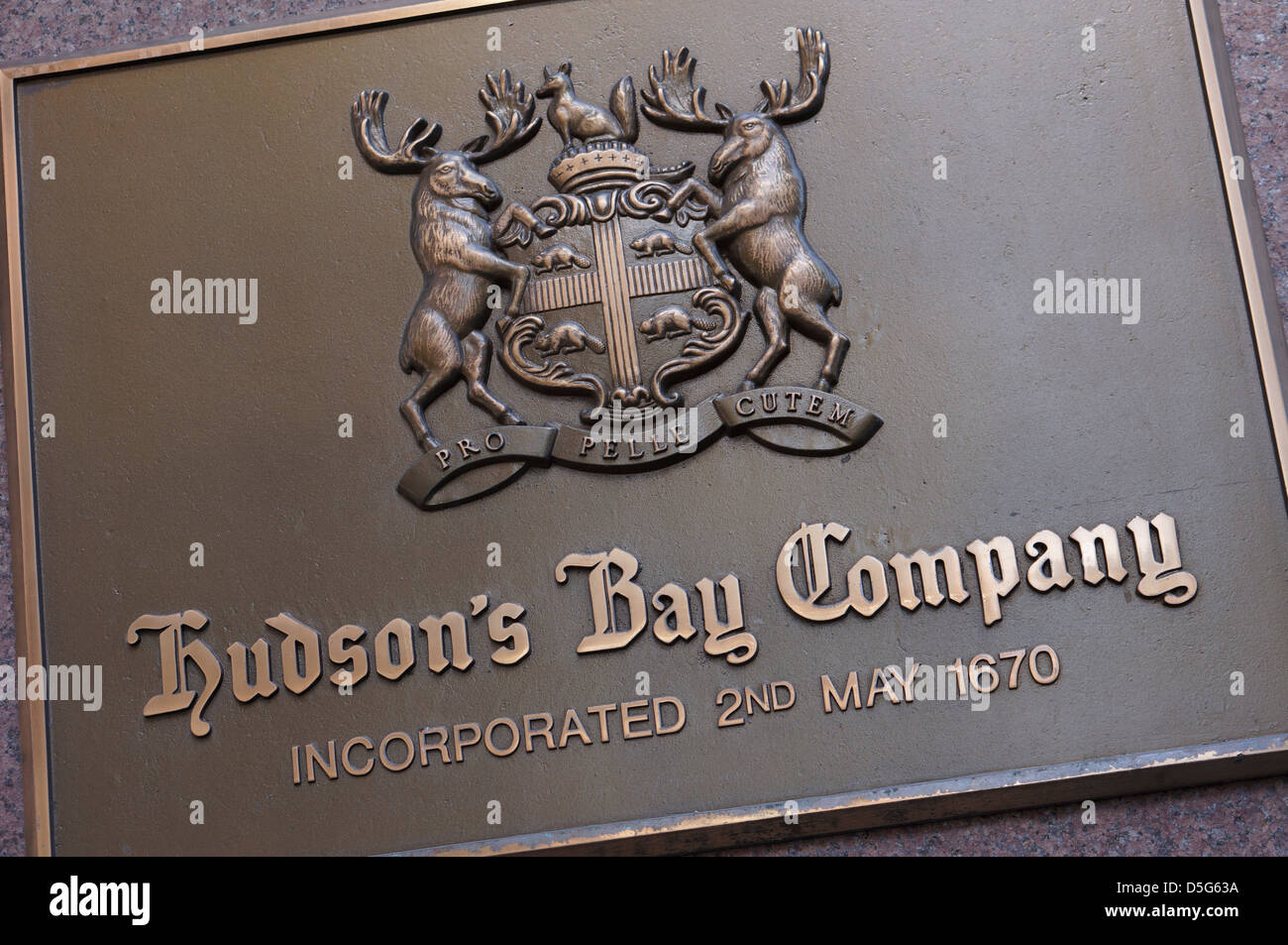 Hudsons Bay Company Plaque vor Geschäft Stockfoto
