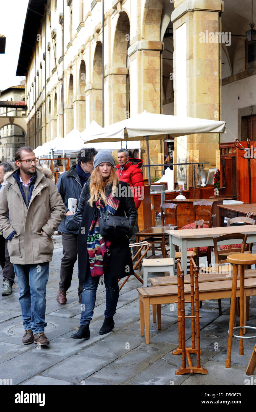 Antiquitätenmarkt in Arezzo Italien Stockfoto
