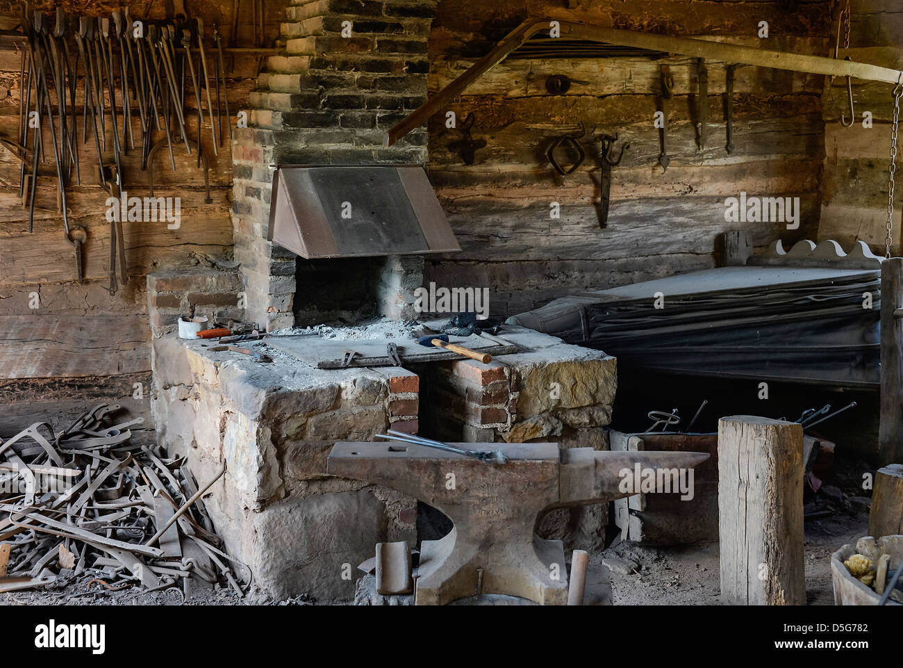 Schmiede, Daniel Boone Homestead, Birdsboro, Pennsylvania, USA Stockfoto
