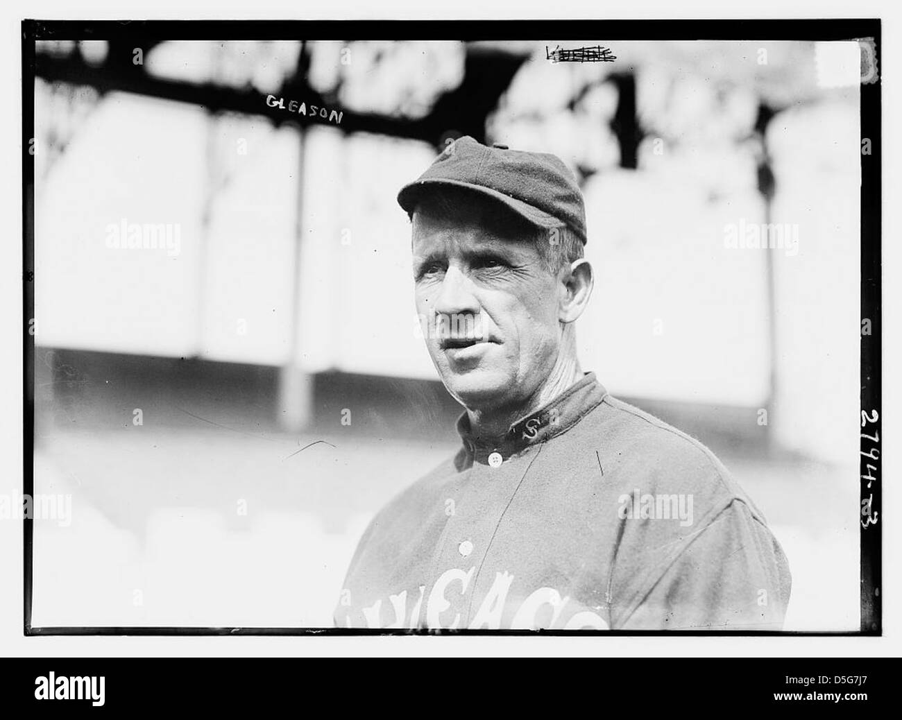 Dieses Foto von 1919 zeigt Kid Gleason von den Chicago White Sox im Hilltop Park, New York, während des Black Sox-Skandals der American League. Es zeigt einen Moment aus der Baseballgeschichte. Stockfoto