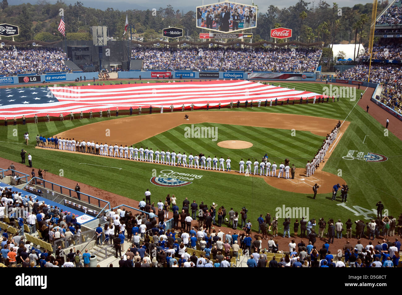 Tag der Eröffnungsfeierlichkeiten im Dodger Stadium Stockfoto