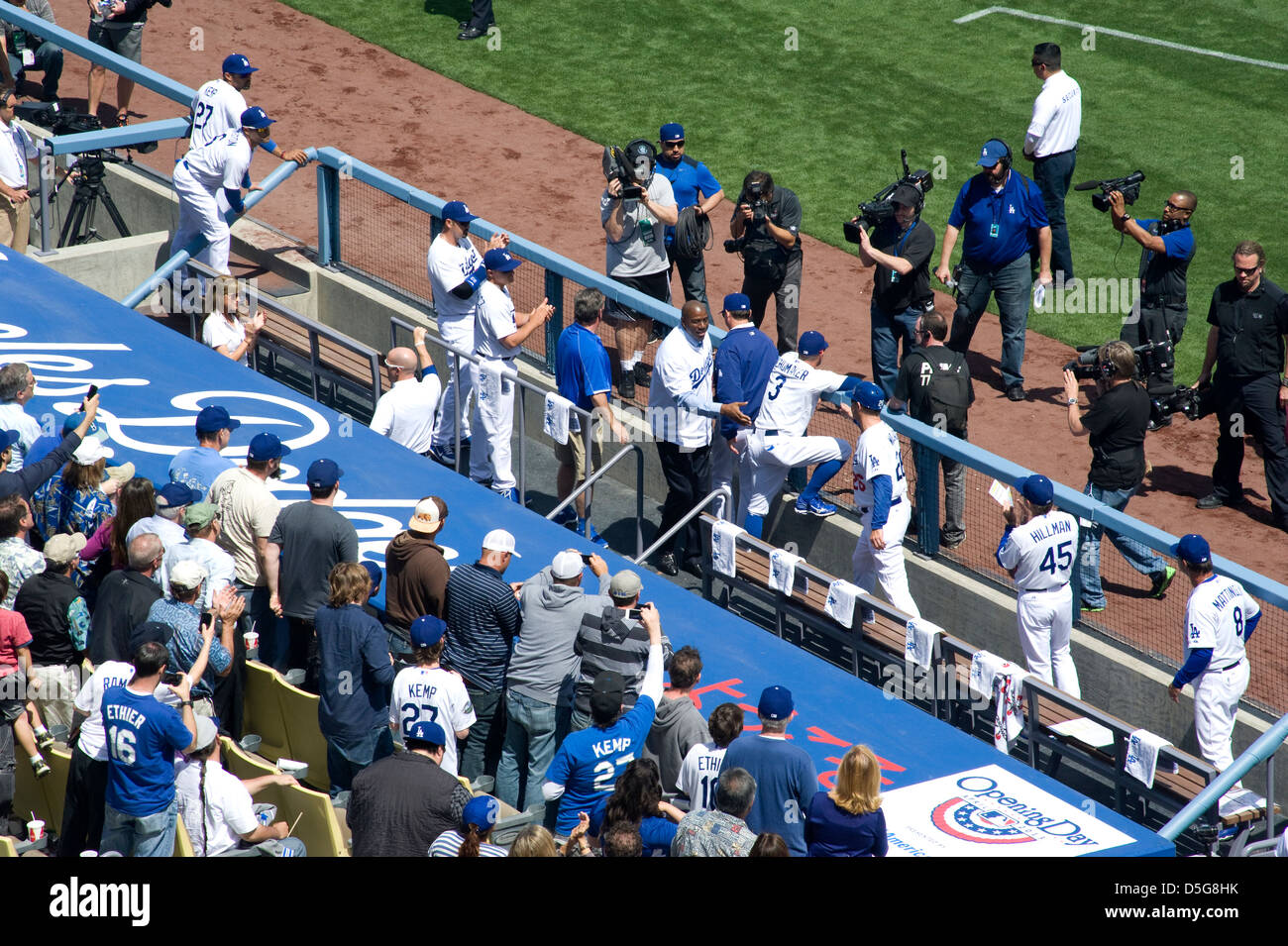 Vor dem Spiel Aktivität vor ein Baseballspiel im Dodger Stadium Stockfoto