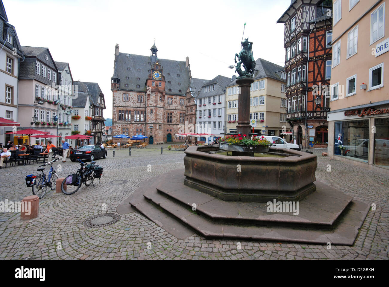 Der Markt Platz Marburg, Hessen, Deutschland Stockfoto
