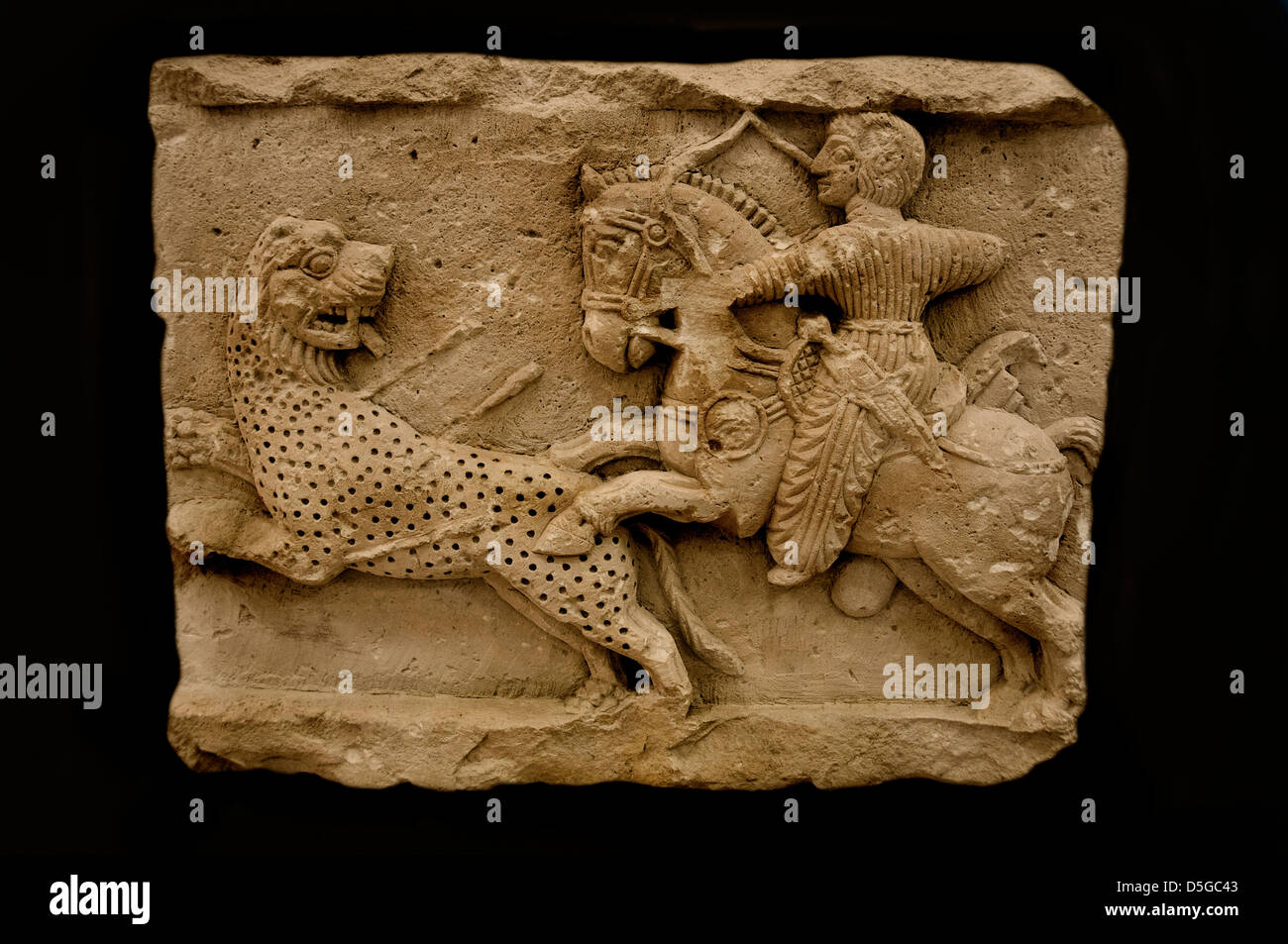 2 Cent Palmyra Syrien syrische Museum Jäger Löwe Tiger Stockfoto
