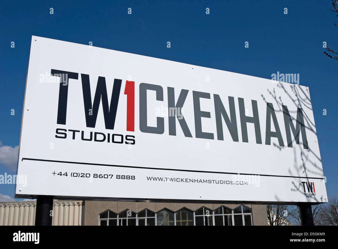 Namensschild für Twickenham Studios, Middlesex, england Stockfoto