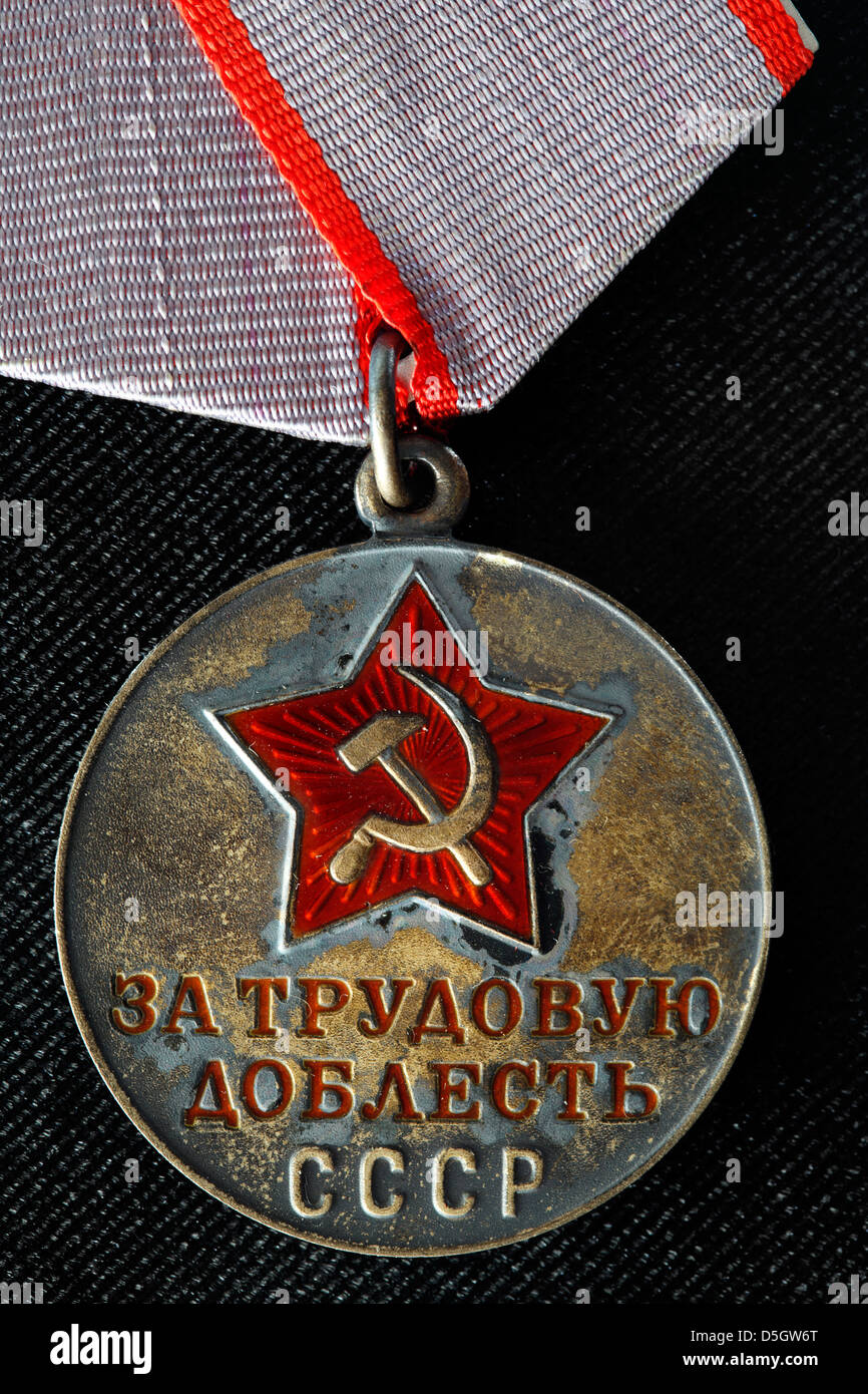 Medaille "für Arbeitskräfte Tapferkeit", UdSSR, 1940er Jahre Stockfoto