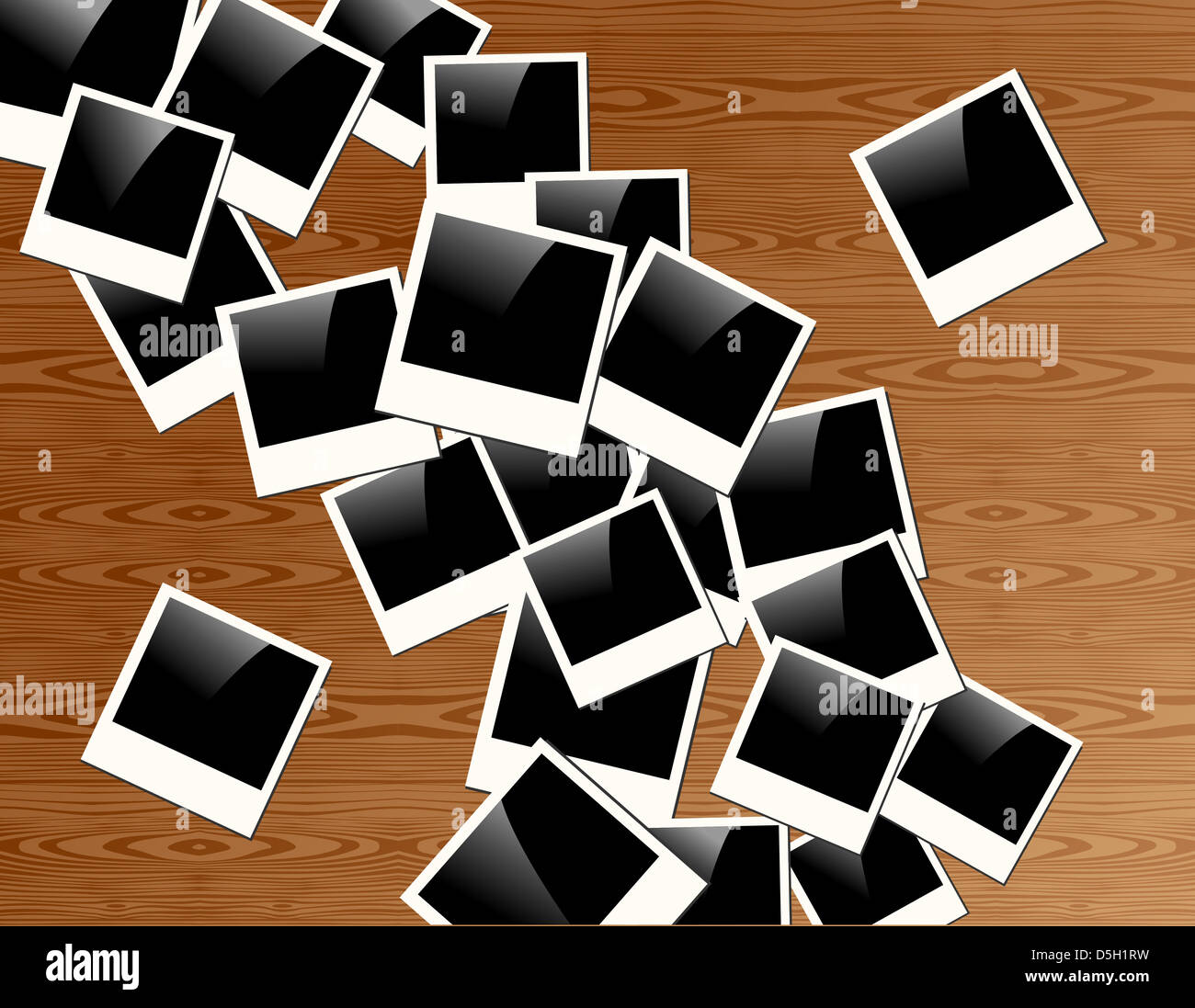 Alte Polaroid-Bilder auf Holz Hintergrund. Vektor-Datei geschichtet für einfache Handhabung und individuelle Farbgebung. Stockfoto