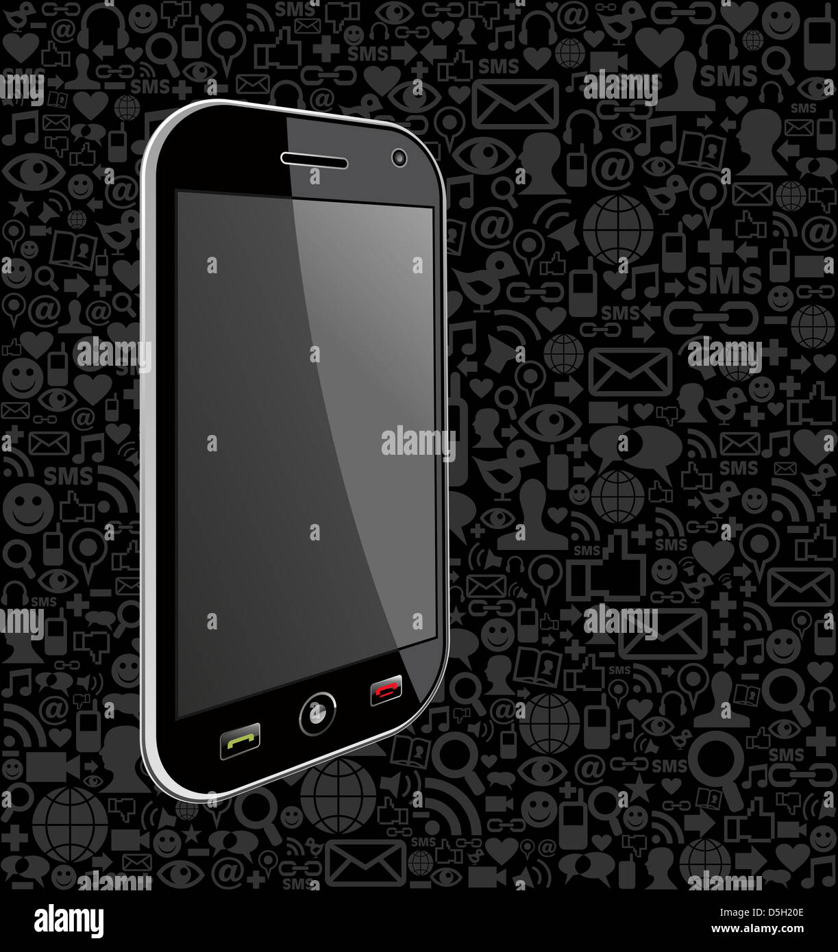 IPhone generische auf schwarzen Symbole Hintergrund. Vektor-Datei geschichtet für einfache Handhabung und Anpassung. Stockfoto