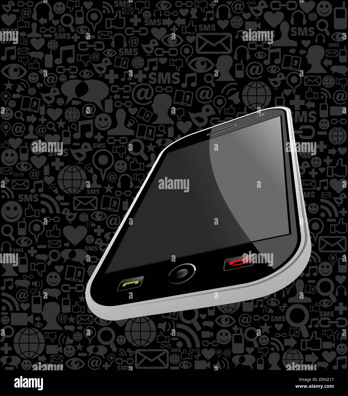 Das Smartphone generische auf schwarzen Symbole Hintergrund. Vektor-Datei geschichtet für einfache Handhabung und Anpassung. Stockfoto