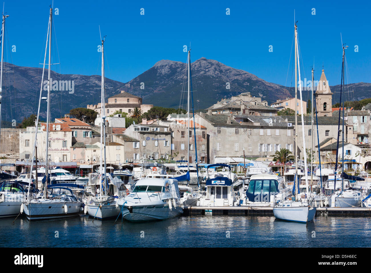 Frankreich, Korsika, Le Nebbio, St-Florent, port anzeigen Stockfoto