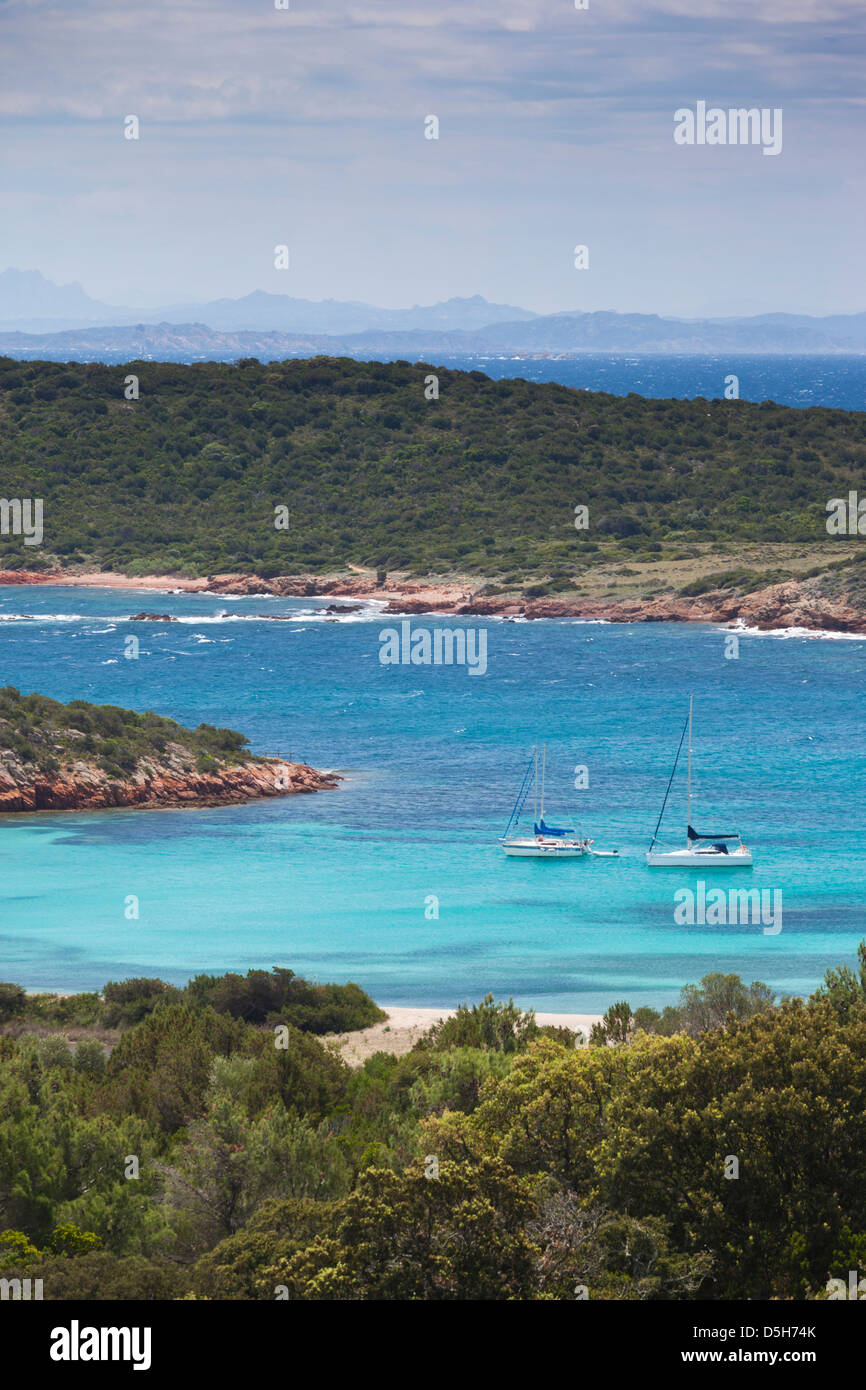 Frankreich, Korsika, Baie de Rondinara Bucht, erhöht die Aussicht auf den Strand Stockfoto