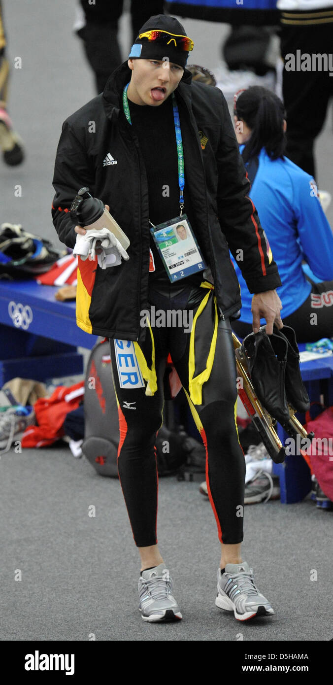 Deutsche Eisschnellläuferin Nico Ihle im Richmond Olympic Oval während einer Trainingseinheit in Richmond, Kanada, 5. Februar 2010. Die drittgrößte Stadt Kanadas Vancouver Gastgeber der Olympischen Winterspiele 2010 von Februar 12-28 Februar 2010. Foto: Peter Kneffel dpa Stockfoto