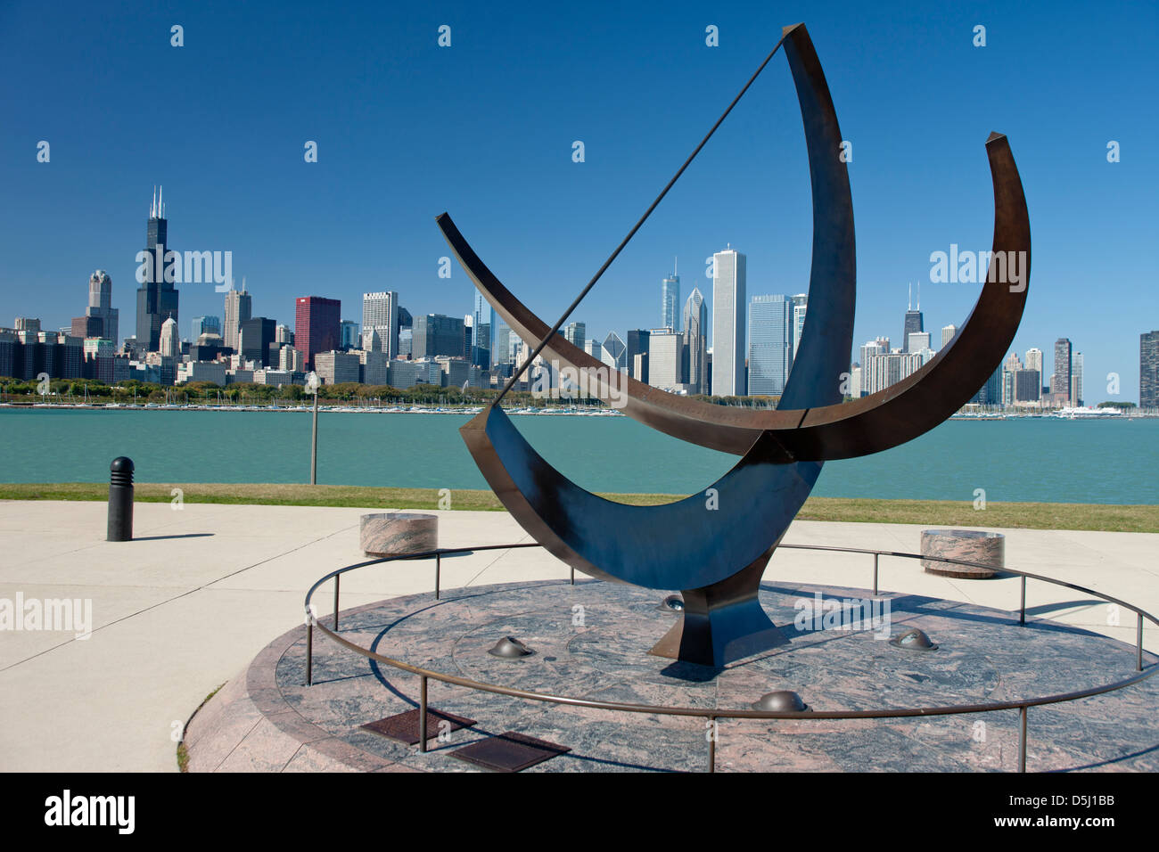 SUNDAIL ADLER PLANETARIUM LAKESHORE SKYLINE VON DOWNTOWN CHICAGO ILLINOIS USA Stockfoto
