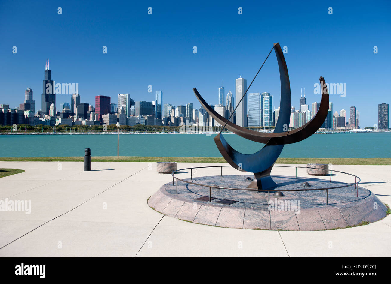 SUNDAIL ADLER PLANETARIUM LAKESHORE SKYLINE VON DOWNTOWN CHICAGO ILLINOIS USA Stockfoto