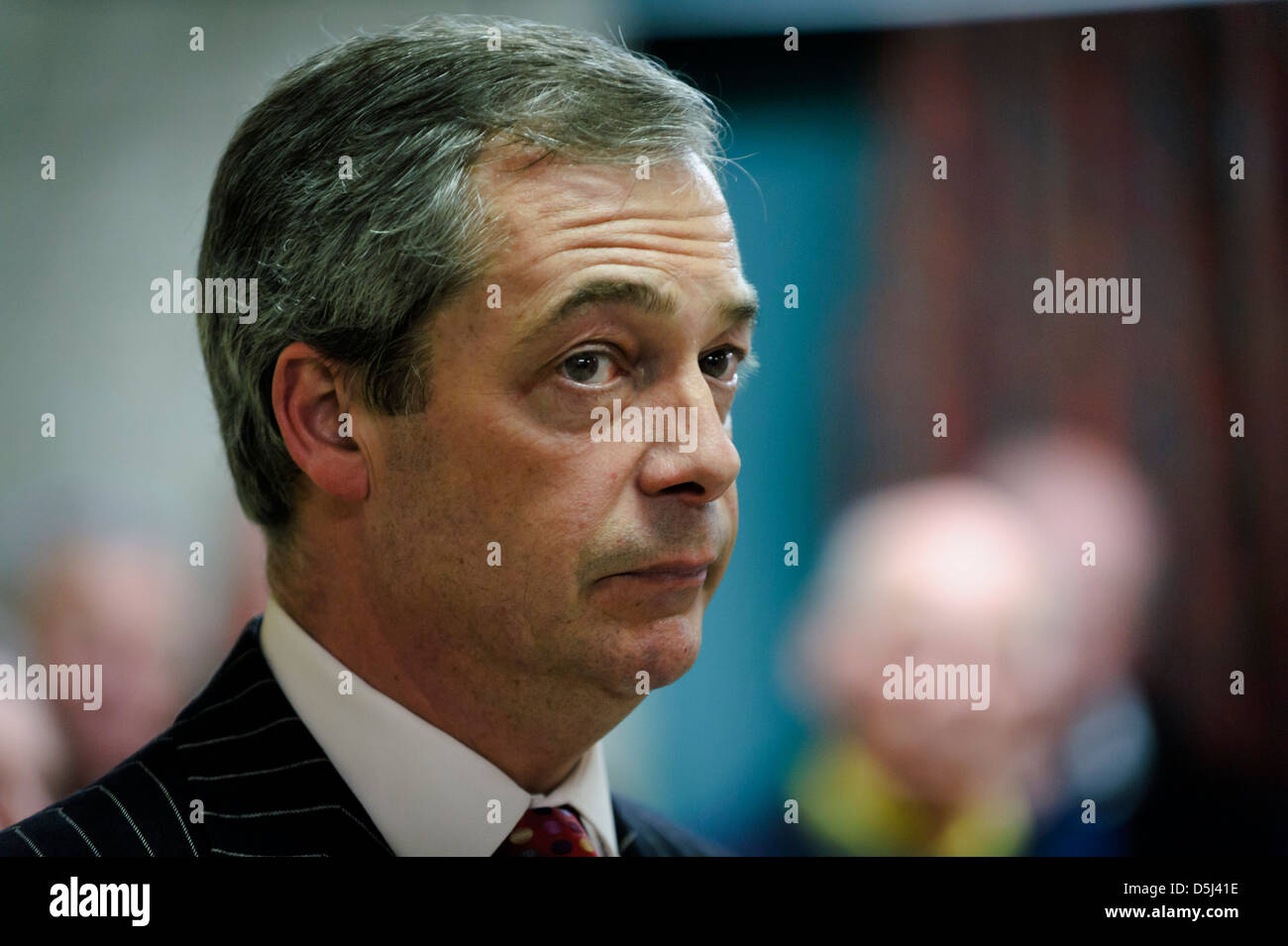 Vereinigtes Königreich Unabhängigkeit Parteiführer, Nigel Farage MEP bei einer Kundgebung in Brandon, Suffolk, UK Stockfoto