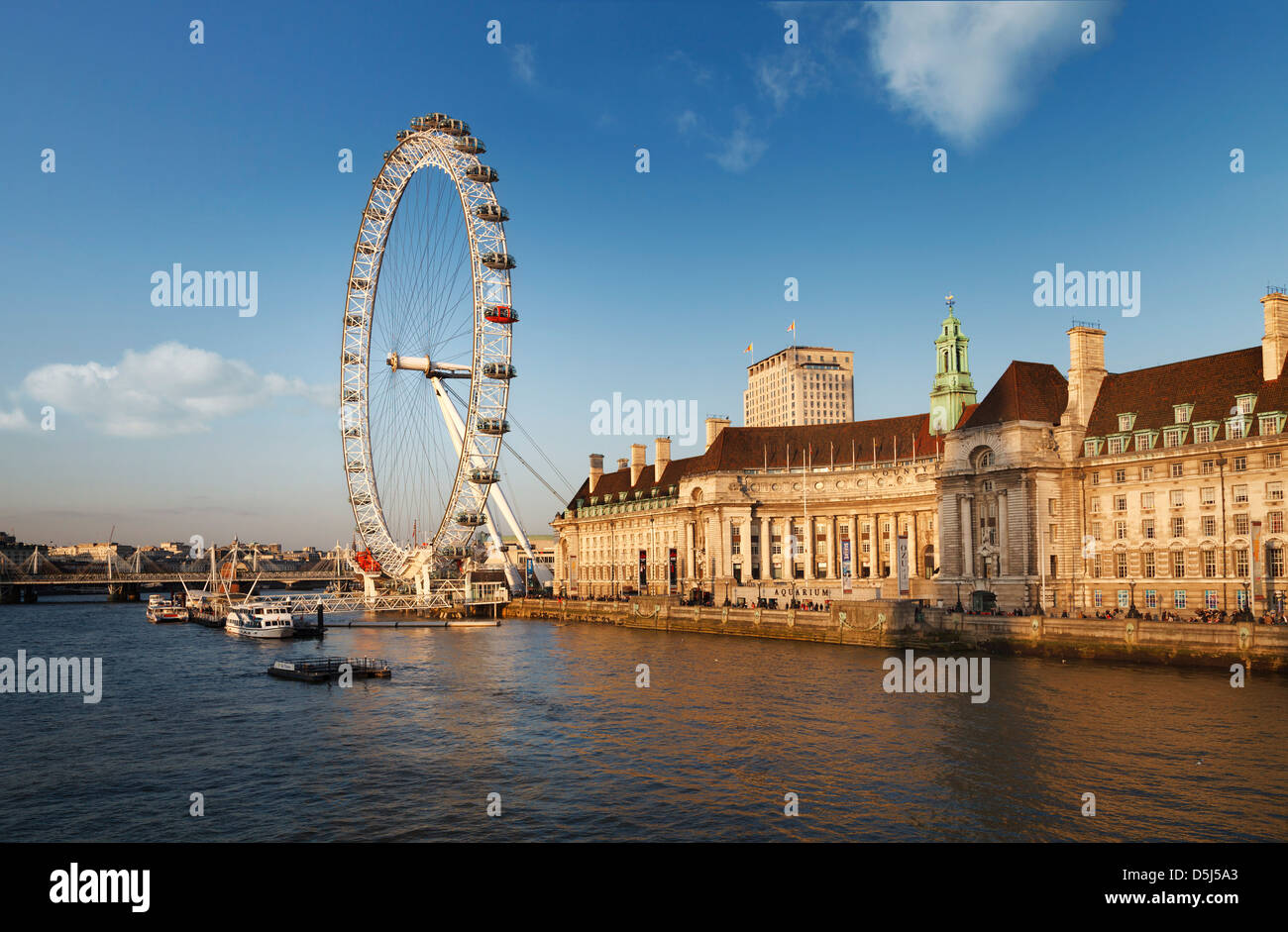 Das London Eye von Westminster Bridge gesehen Stockfoto