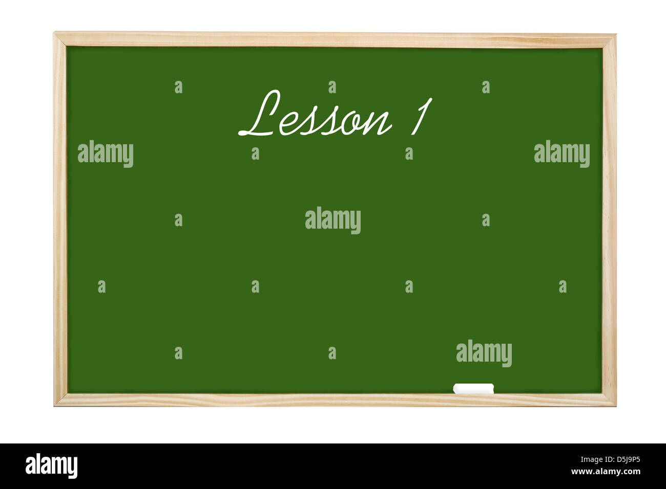 Grünen Tafel mit handschriftlichen Lektion 1 - isoliert auf weiss Stockfoto