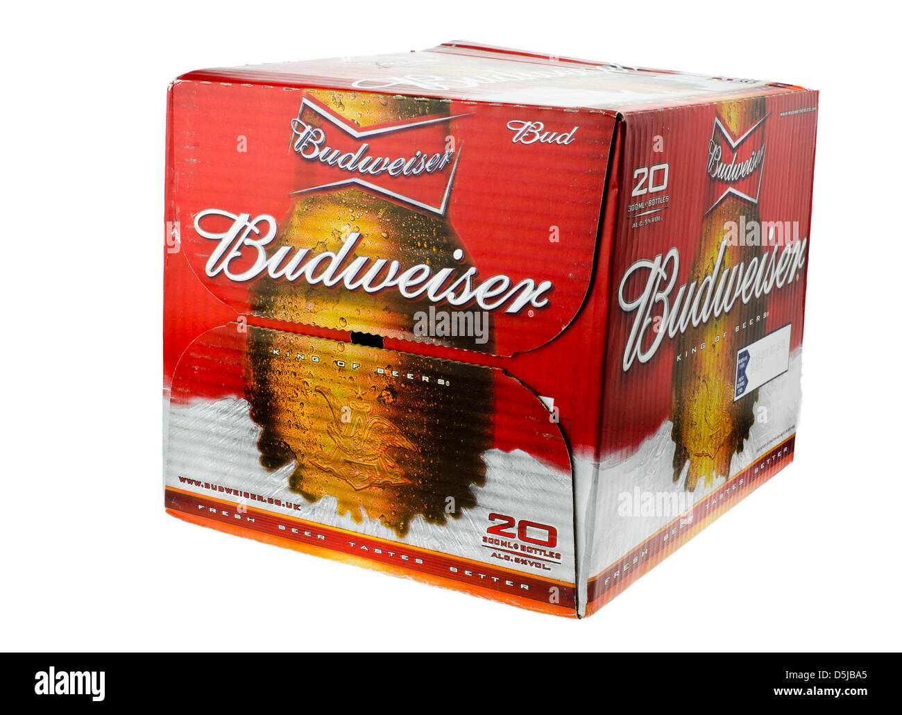 Box mit Budweiser Bier. Stockfoto