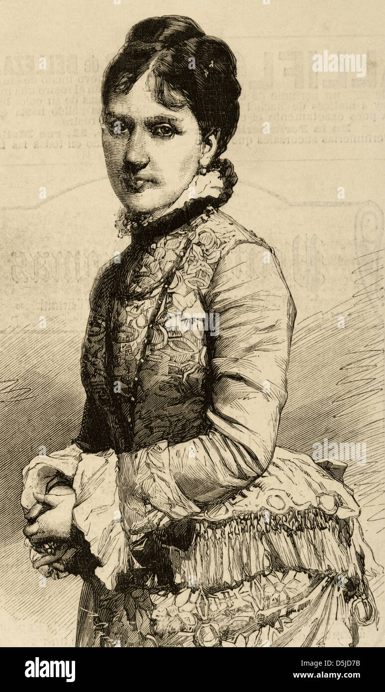 Baroness Kaula. Kupferstich von Capuz. Die spanischen und amerikanischen Illustration, 1880. Stockfoto